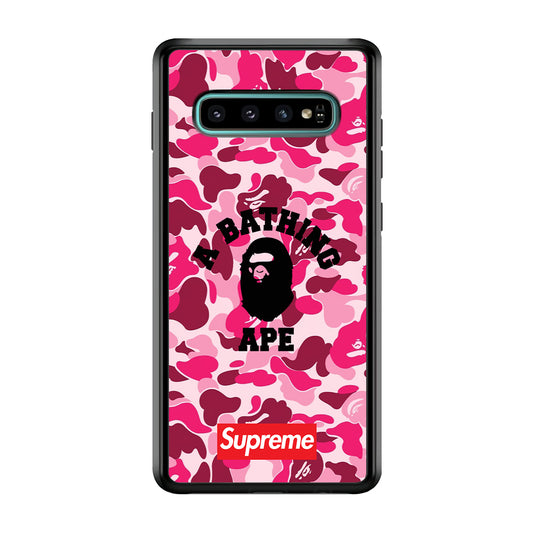 A Bathing Ape Supreme Bape Camo Samsung Galaxy S10 Case-Rubber Black (2D Case)-Oxvistore