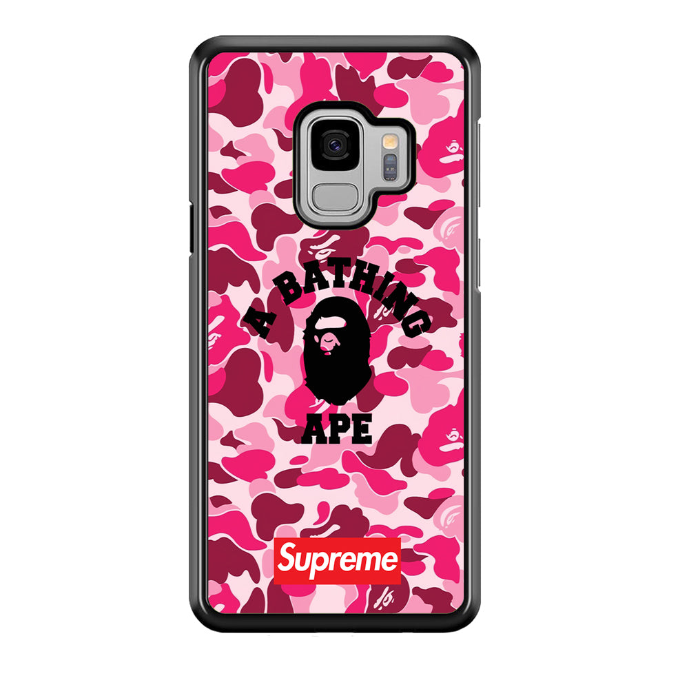 A Bathing Ape Supreme Bape Camo Samsung Galaxy S9 Case-Rubber Black (2D Case)-Oxvistore
