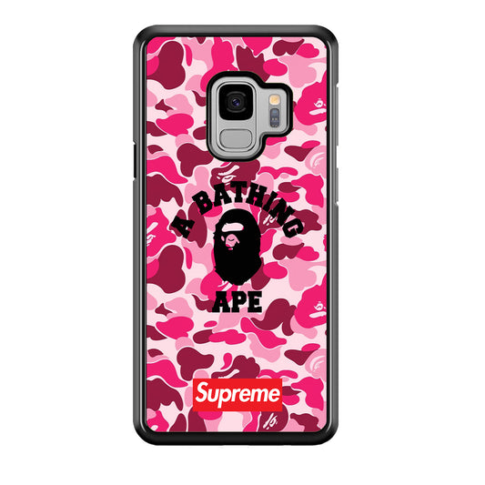 A Bathing Ape Supreme Bape Camo Samsung Galaxy S9 Case-Rubber Black (2D Case)-Oxvistore