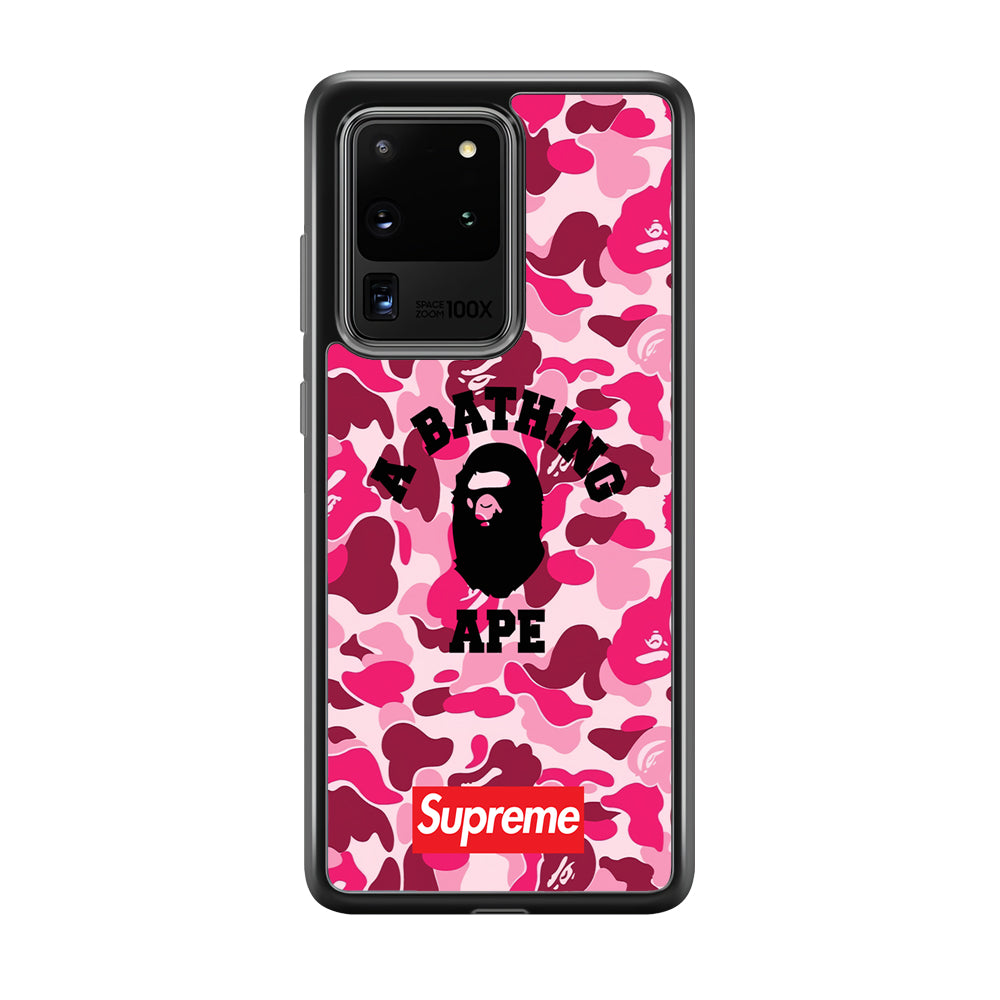 A Bathing Ape Supreme Bape Camo Samsung Galaxy S20 Ultra Case-Rubber Black (2D Case)-Oxvistore
