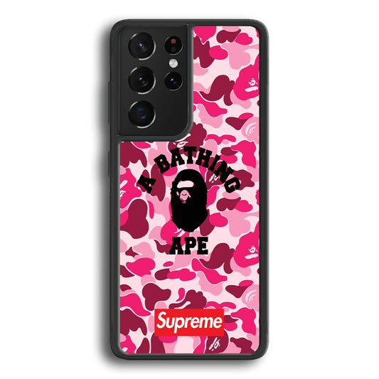 A Bathing Ape Supreme Bape Camo Samsung Galaxy S22 Ultra Case-Rubber Black (2D Case)-Oxvistore