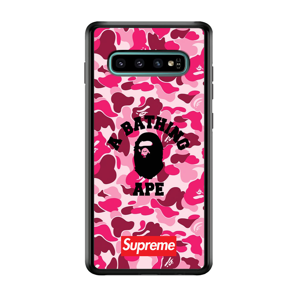 A Bathing Ape Supreme Bape Camo Samsung Galaxy S10 Plus Case-Rubber Black (2D Case)-Oxvistore