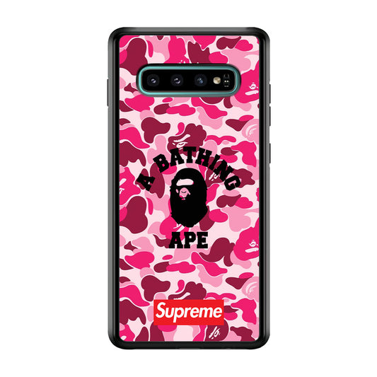 A Bathing Ape Supreme Bape Camo Samsung Galaxy S10 Plus Case-Rubber Black (2D Case)-Oxvistore
