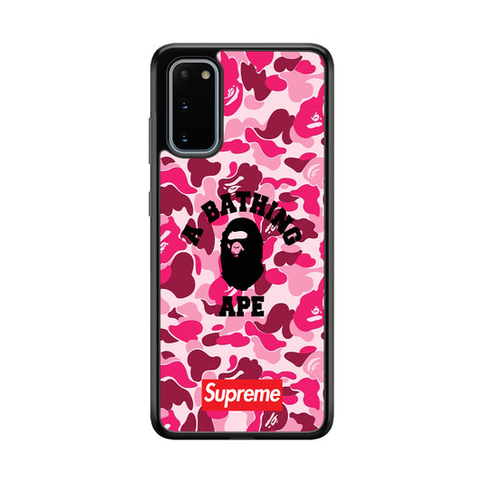 A Bathing Ape Supreme Bape Camo Samsung Galaxy S20 Case-Rubber Black (2D Case)-Oxvistore