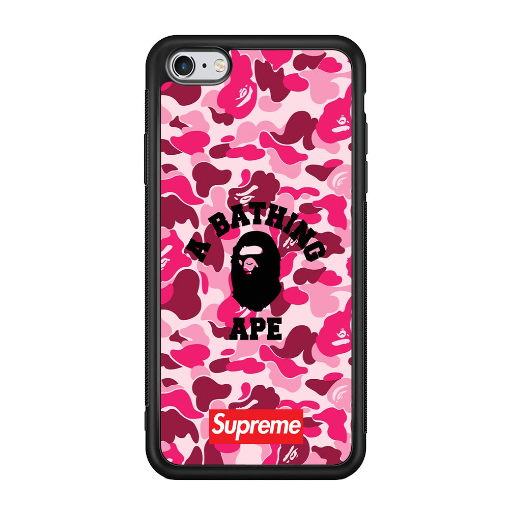 A Bathing Ape Supreme Bape Camo iPhone 6 Plus | 6s Plus Case-Rubber Black (2D Case)-Oxvistore