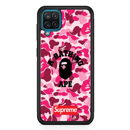 A Bathing Ape Supreme Bape Camo Samsung Galaxy A12 Case-Rubber Black (2D Case)-Oxvistore