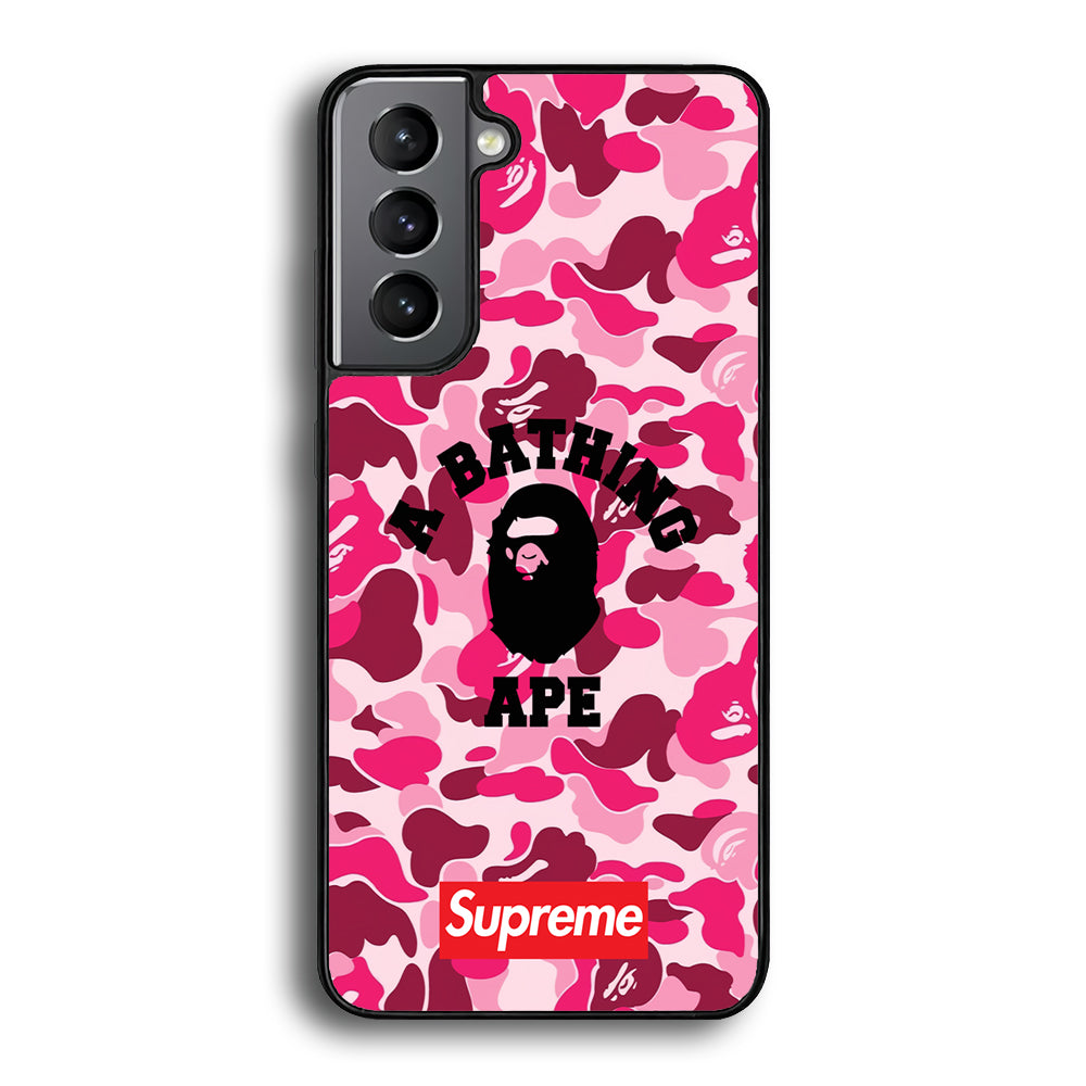 A Bathing Ape Supreme Bape Camo Samsung Galaxy S23 Case-Rubber Black (2D Case)-Oxvistore