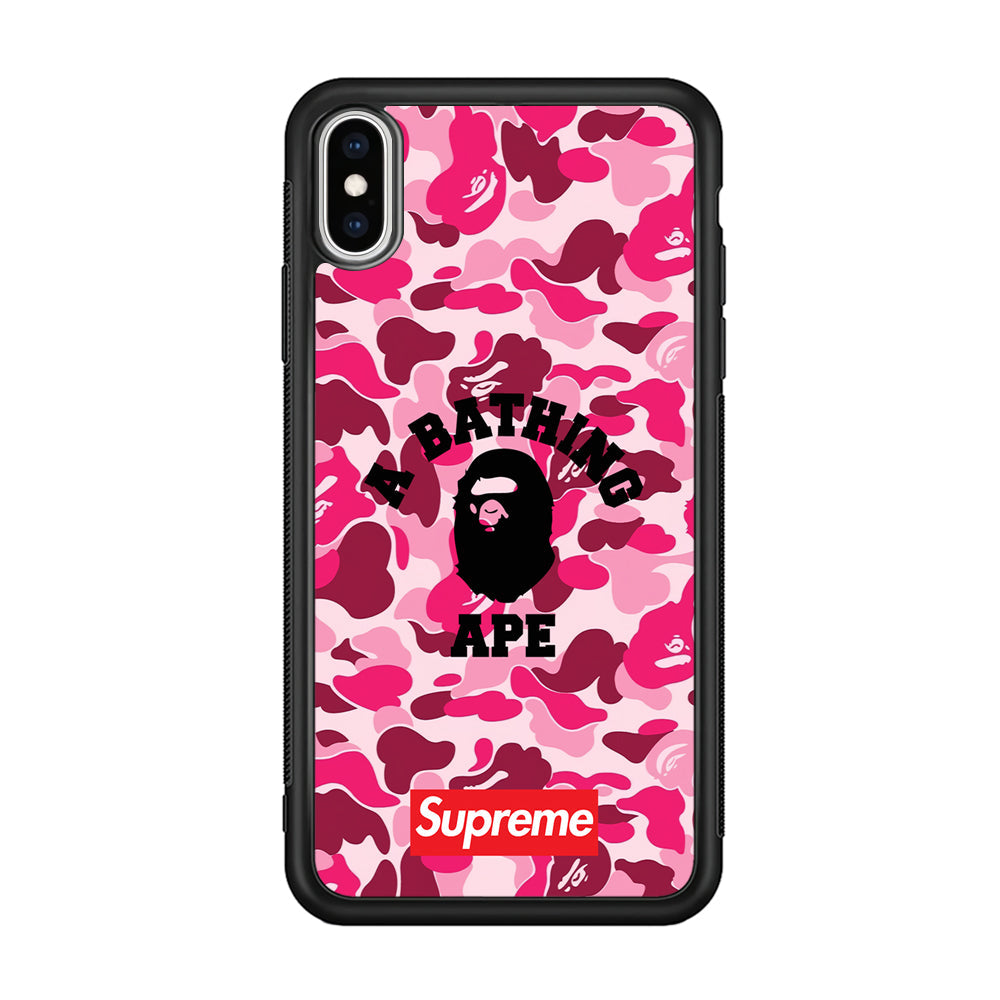A Bathing Ape Supreme Bape Camo iPhone Xs Max Case-Rubber Black (2D Case)-Oxvistore
