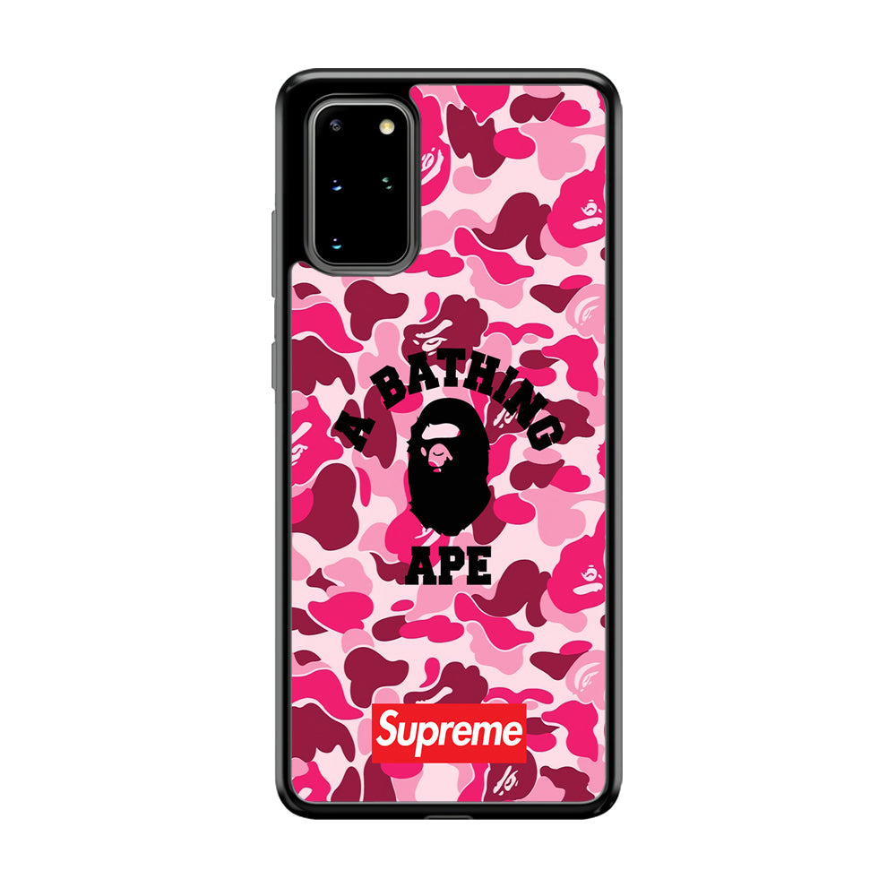 A Bathing Ape Supreme Bape Camo Samsung Galaxy S20 Plus Case-Rubber Black (2D Case)-Oxvistore