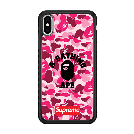 A Bathing Ape Supreme Bape Camo iPhone X Case-Rubber Black (2D Case)-Oxvistore
