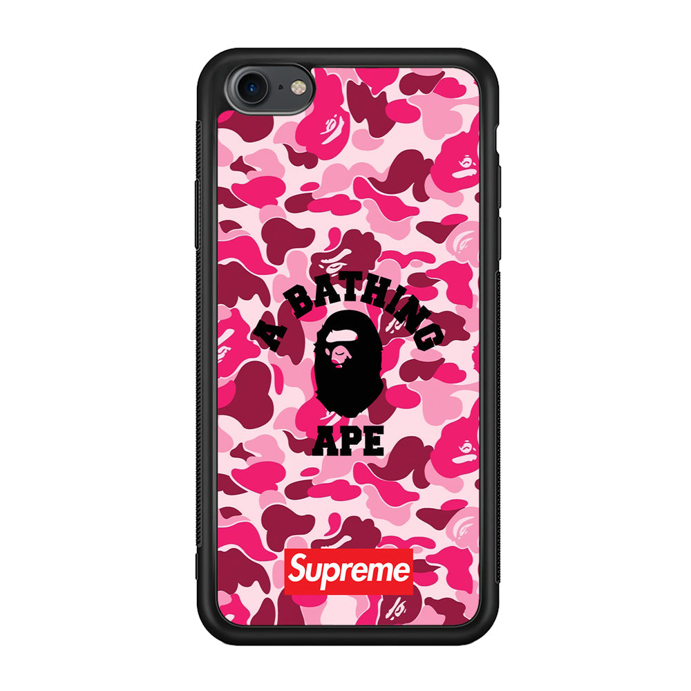 A Bathing Ape Supreme Bape Camo iPhone 8 Case-Rubber Black (2D Case)-Oxvistore