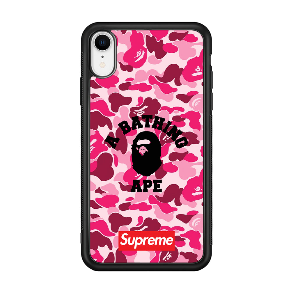 A Bathing Ape Supreme Bape Camo iPhone XR Case-Rubber Black (2D Case)-Oxvistore