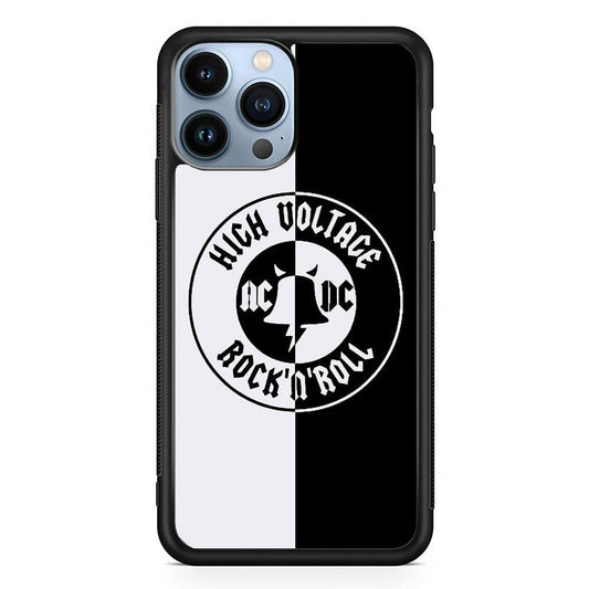 ACDC B&W High Voltage iPhone 15 Pro Max Case-Rubber Black (2D Case)-Oxvistore