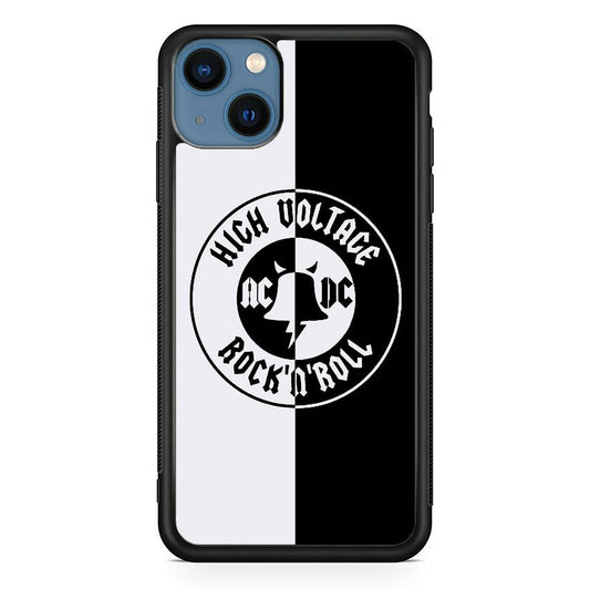 ACDC B&W High Voltage iPhone 14 Case-Rubber Black (2D Case)-Oxvistore