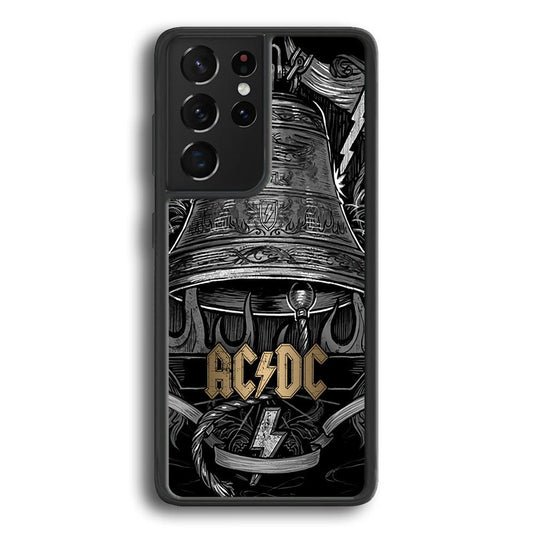 ACDC Bell of Fire Samsung Galaxy S21 Ultra Case-Rubber Black (2D Case)-Oxvistore