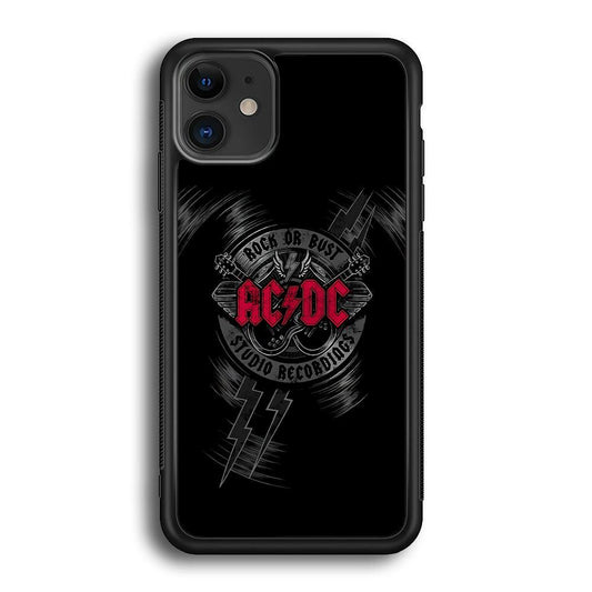 ACDC Bust The Studio iPhone 11 Case-Rubber Black (2D Case)-Oxvistore