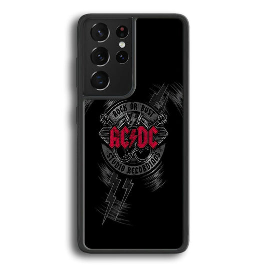 ACDC Bust The Studio Samsung Galaxy S21 Ultra Case-Rubber Black (2D Case)-Oxvistore