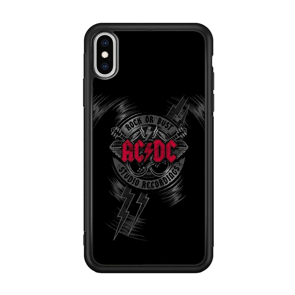 ACDC Bust The Studio iPhone XS Case-Rubber Black (2D Case)-Oxvistore
