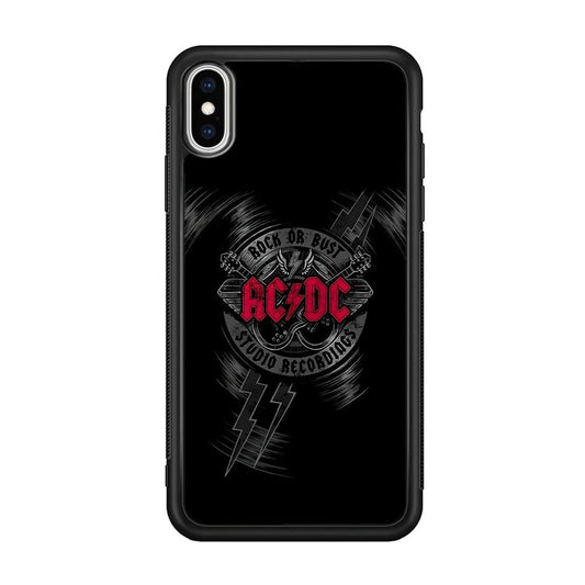 ACDC Bust The Studio iPhone XS Case-Rubber Black (2D Case)-Oxvistore