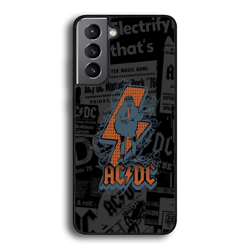 ACDC Silhouette of Angus Young Samsung Galaxy S22 Case-Rubber Black (2D Case)-Oxvistore