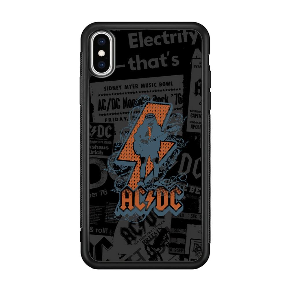 ACDC Silhouette of Angus Young iPhone Xs Max Case-Rubber Black (2D Case)-Oxvistore