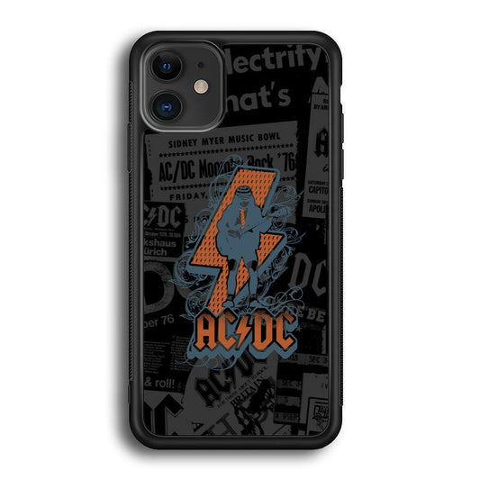 ACDC Silhouette of Angus Young iPhone 11 Case-Rubber Black (2D Case)-Oxvistore