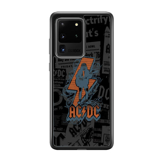 ACDC Silhouette of Angus Young Samsung Galaxy S20 Ultra Case-Rubber Black (2D Case)-Oxvistore