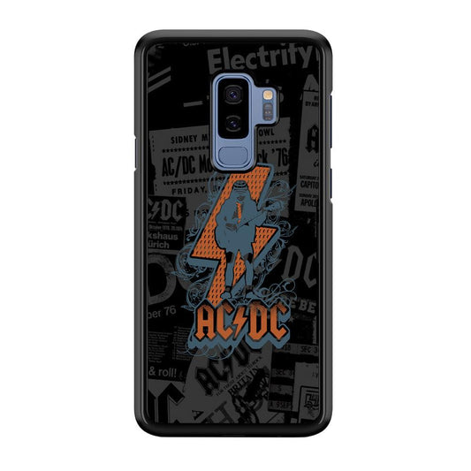 ACDC Silhouette of Angus Young Samsung Galaxy S9 Plus Case-Rubber Black (2D Case)-Oxvistore