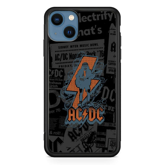 ACDC Silhouette of Angus Young iPhone 14 Case-Rubber Black (2D Case)-Oxvistore