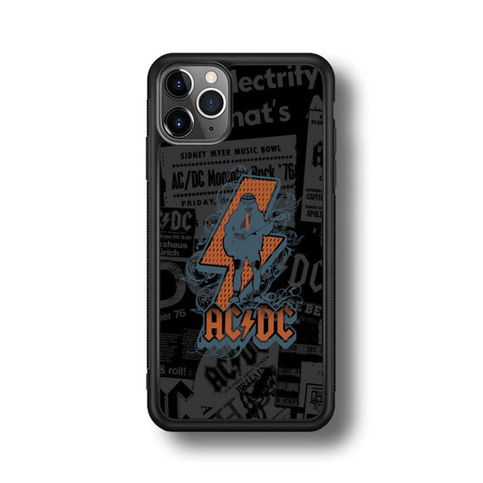 ACDC Silhouette of Angus Young iPhone 11 Pro Max Case-Rubber Black (2D Case)-Oxvistore