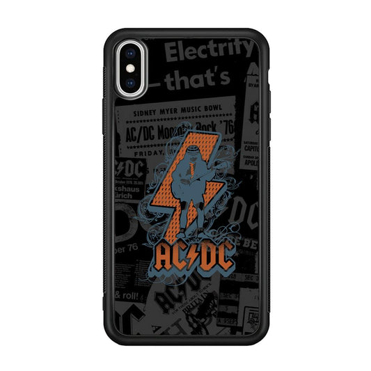 ACDC Silhouette of Angus Young iPhone XS Case-Rubber Black (2D Case)-Oxvistore