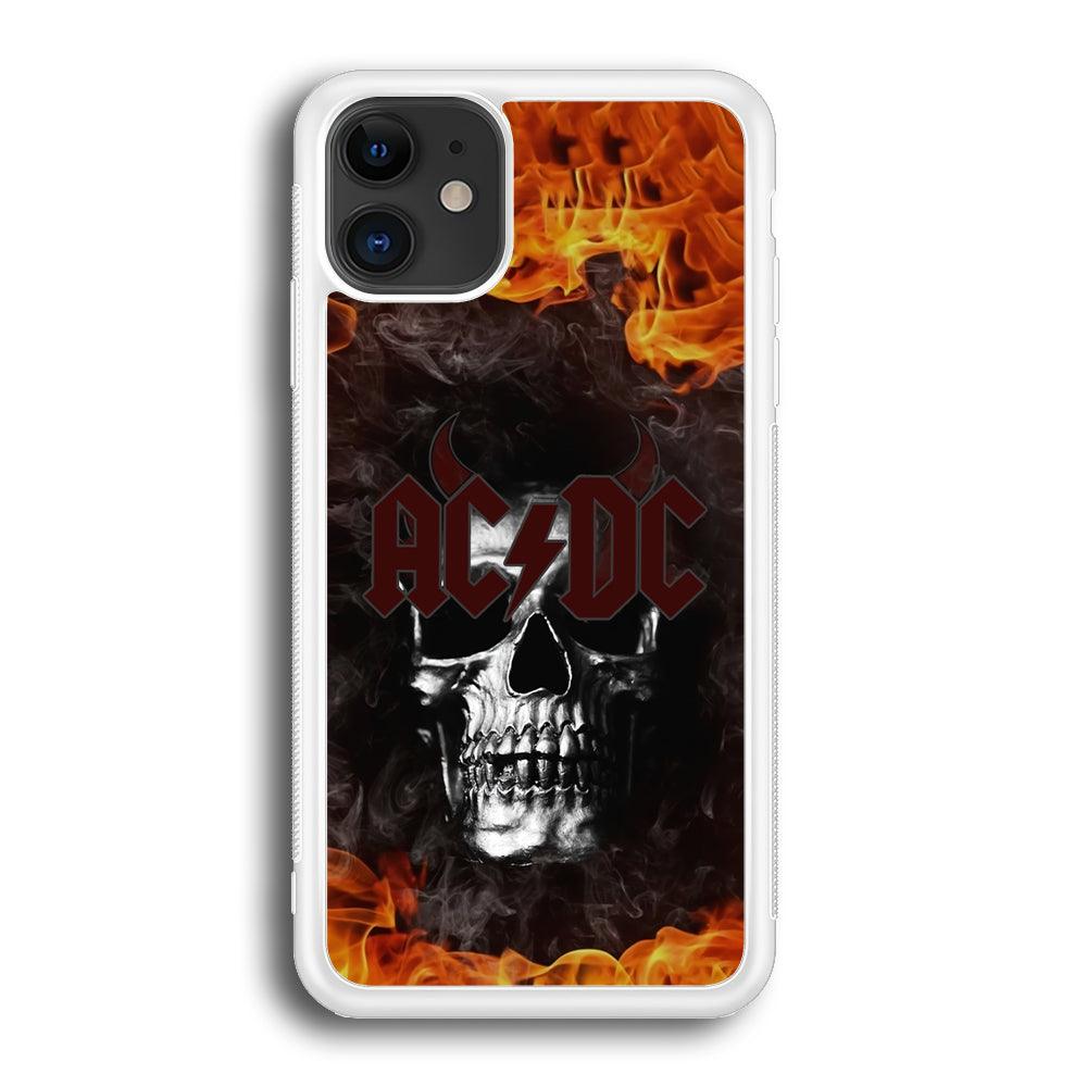 ACDC White Skull on Fire iPhone 12 Case-Oxvistore