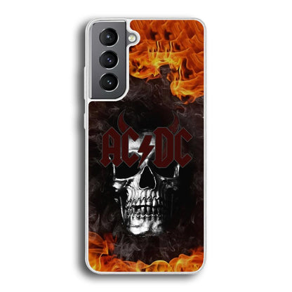 ACDC White Skull on Fire Samsung Galaxy S21 Plus Case-Oxvistore