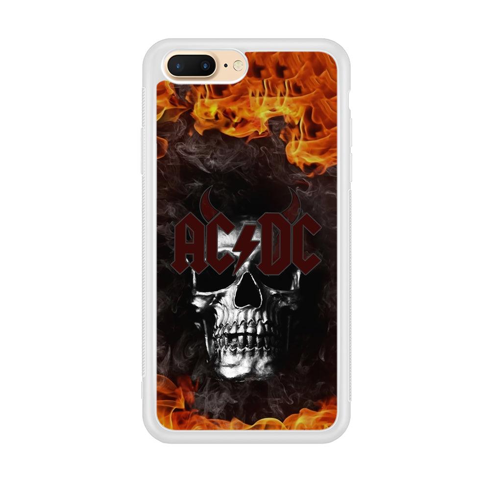 ACDC White Skull on Fire iPhone 8 Plus Case-Oxvistore