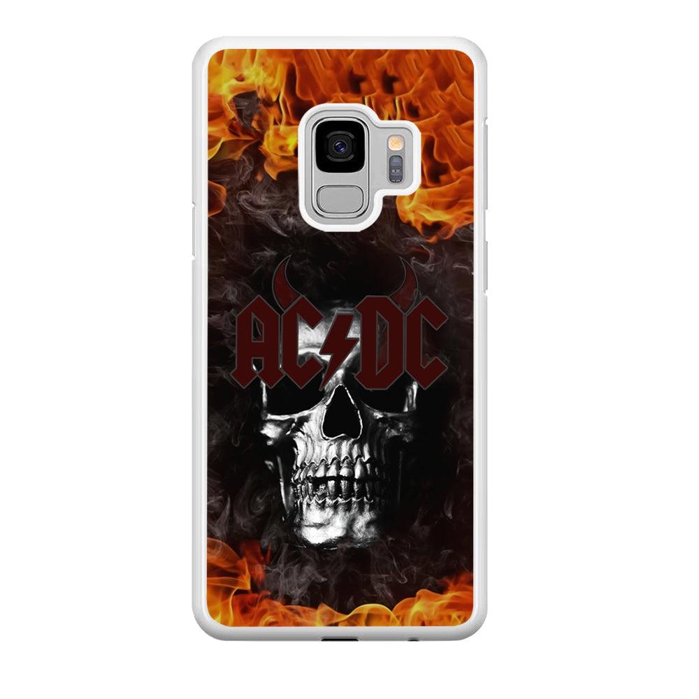 ACDC White Skull on Fire Samsung Galaxy S9 Case-Oxvistore