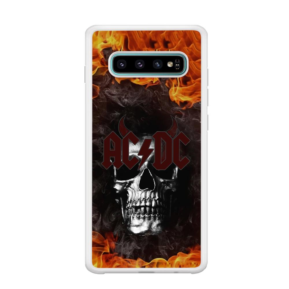 ACDC White Skull on Fire Samsung Galaxy S10 Plus Case-Oxvistore