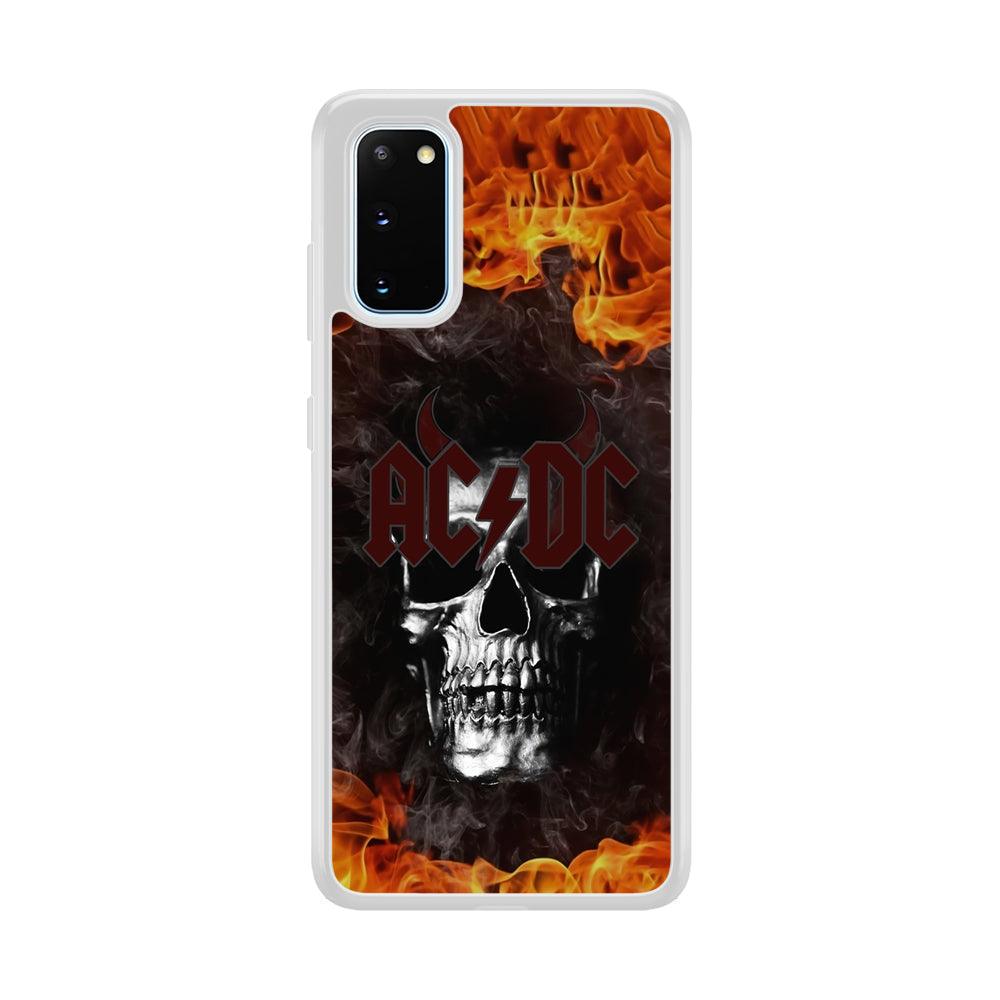 ACDC White Skull on Fire Samsung Galaxy S20 Case-Oxvistore