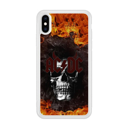 ACDC White Skull on Fire iPhone X Case-Oxvistore