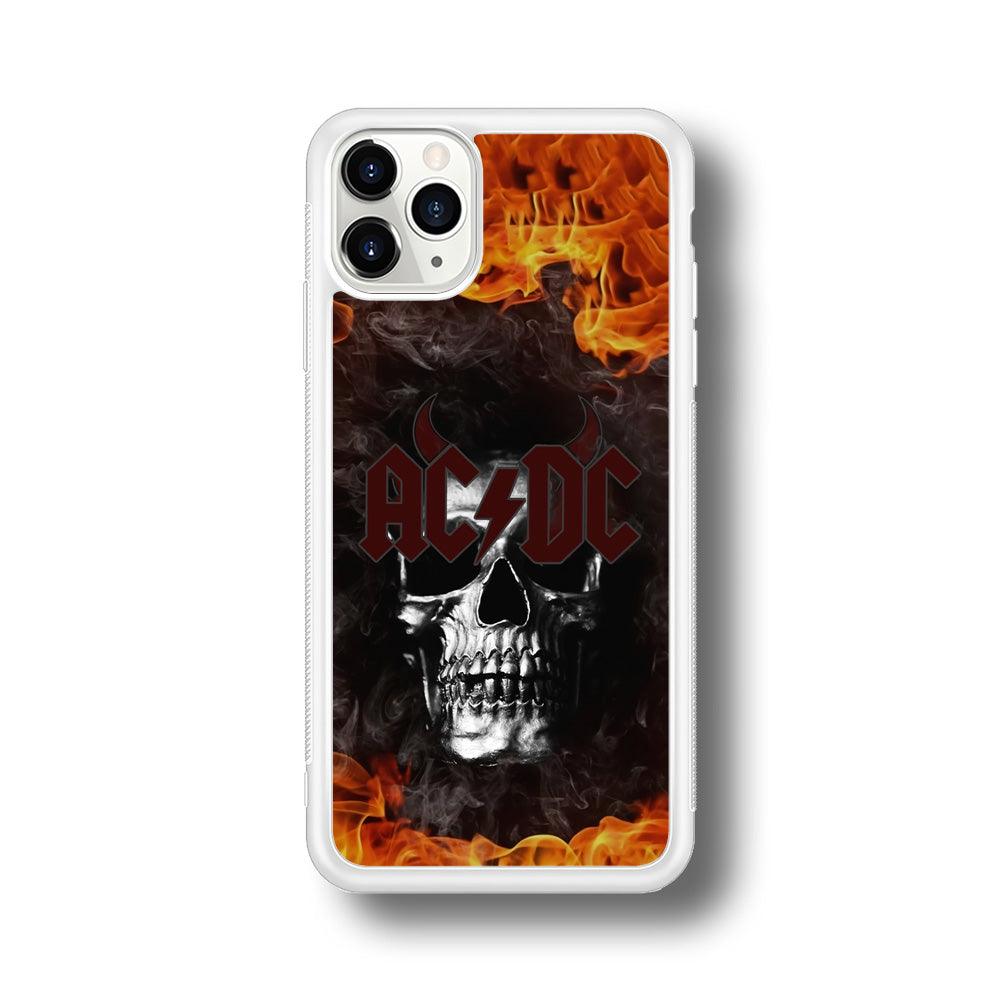 ACDC White Skull on Fire iPhone 11 Pro Case-Oxvistore