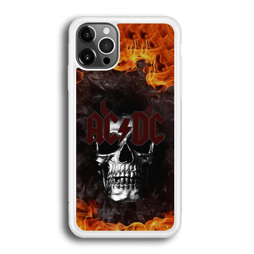 ACDC White Skull on Fire iPhone 12 Pro Max Case-Oxvistore