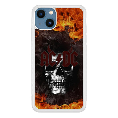 ACDC White Skull on Fire iPhone 13 Case-Oxvistore