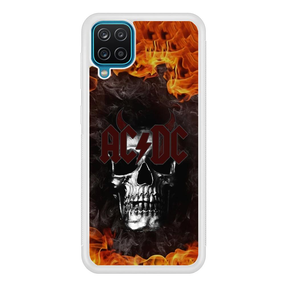 ACDC White Skull on Fire Samsung Galaxy A12 Case-Oxvistore