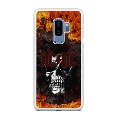 ACDC White Skull on Fire Samsung Galaxy S9 Plus Case-Oxvistore