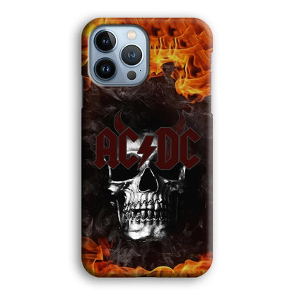 ACDC White Skull on Fire iPhone 14 Pro Case-Oxvistore