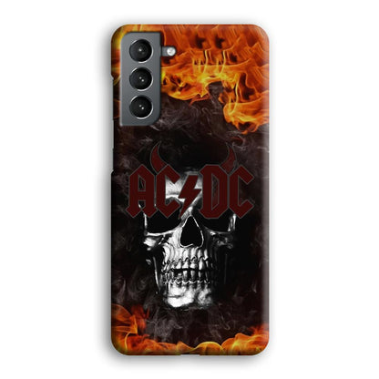 ACDC White Skull on Fire Samsung Galaxy S21 Case-Oxvistore