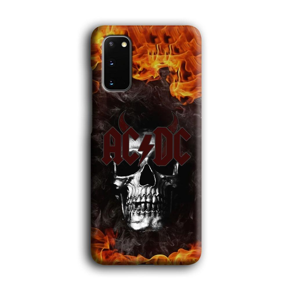 ACDC White Skull on Fire Samsung Galaxy S20 Case-Oxvistore