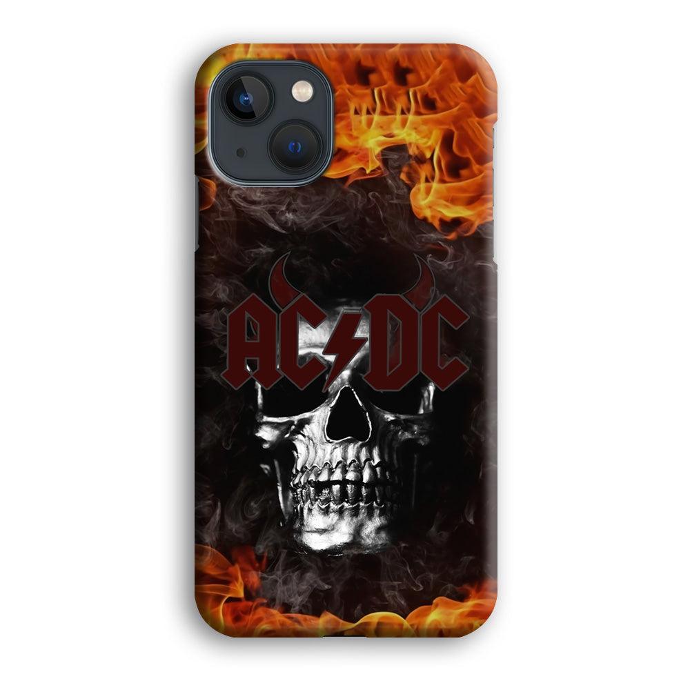 ACDC White Skull on Fire iPhone 13 Case-Oxvistore