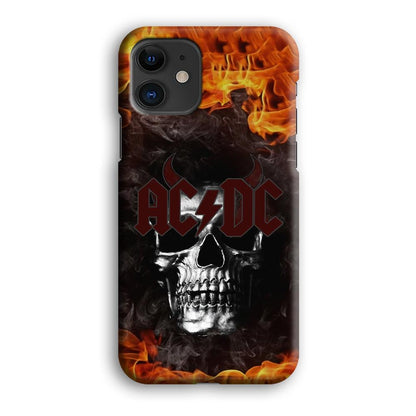 ACDC White Skull on Fire iPhone 12 Case-Oxvistore