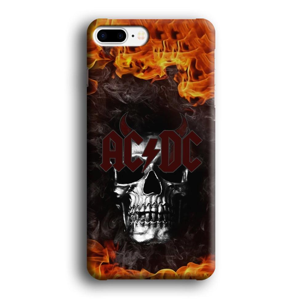 ACDC White Skull on Fire iPhone 8 Plus Case-Oxvistore