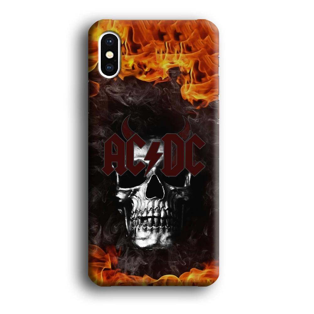 ACDC White Skull on Fire iPhone X Case-Oxvistore